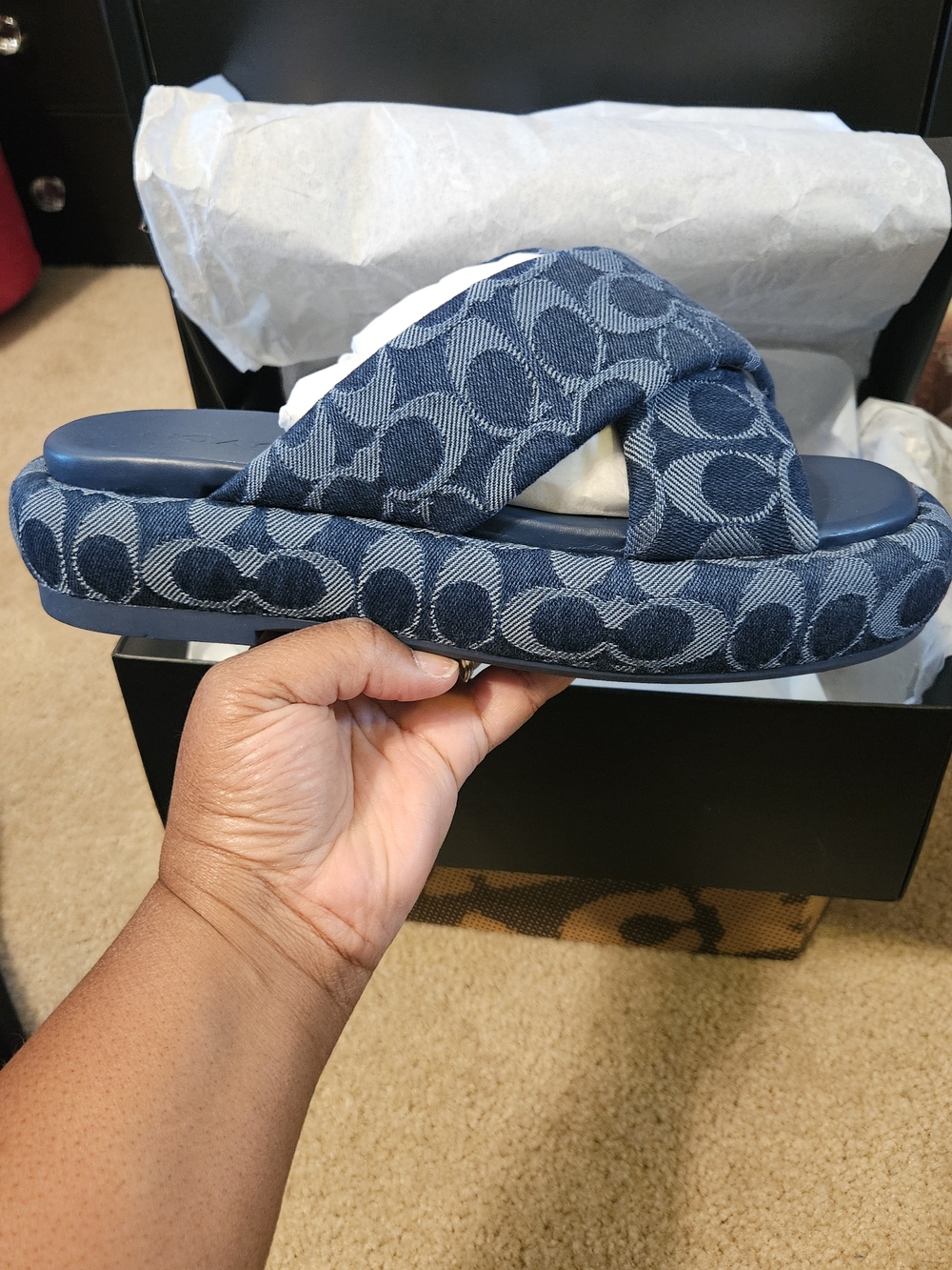 Coach Penelope Signature C Denim Sandal - Picture 5 of 16